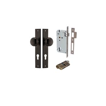 Cambridge Knob - Rectangular Backplate Entrance Kit with High Security Lock