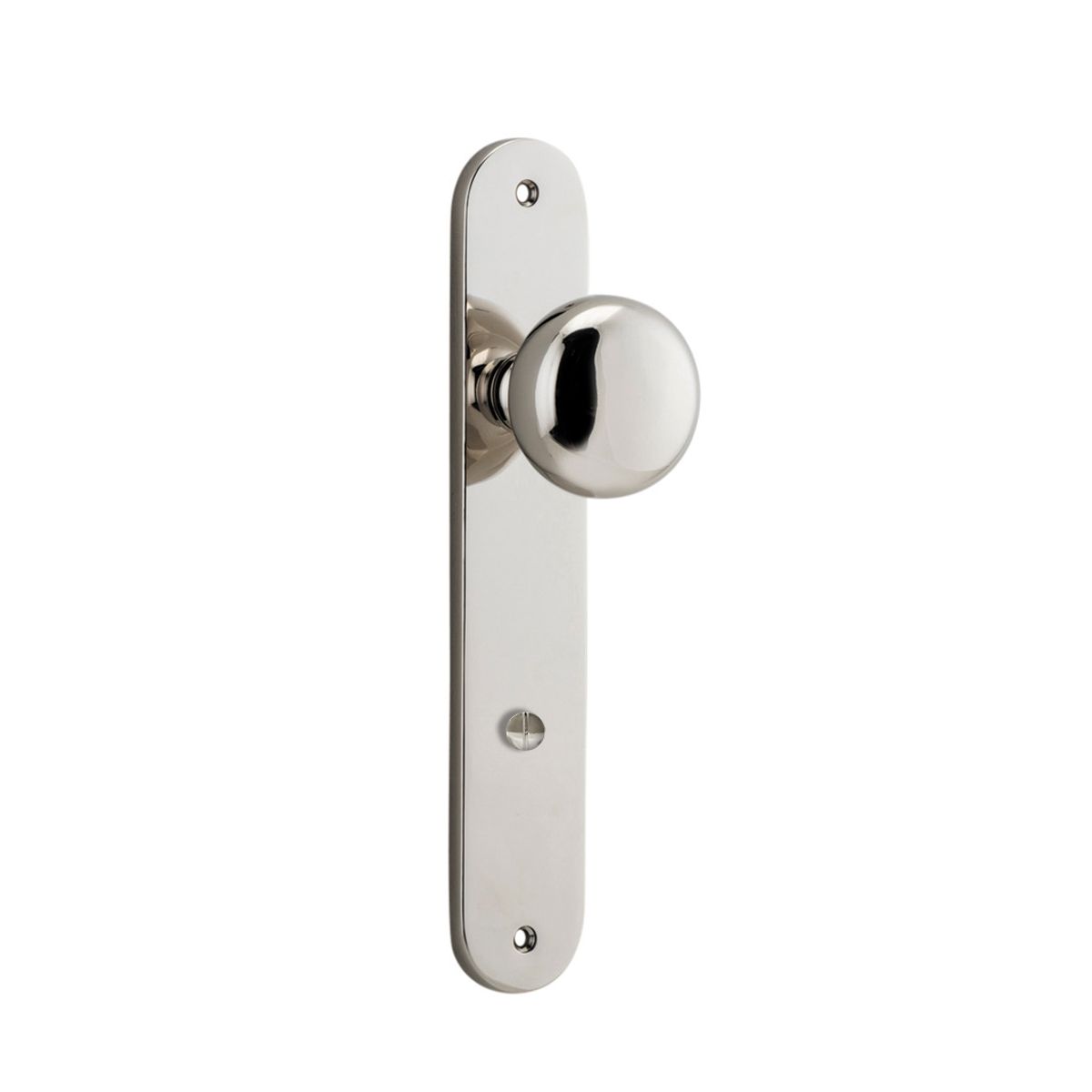 14334P85 - Cambridge Knob - Oval Backplate - Polished Nickel - Privacy