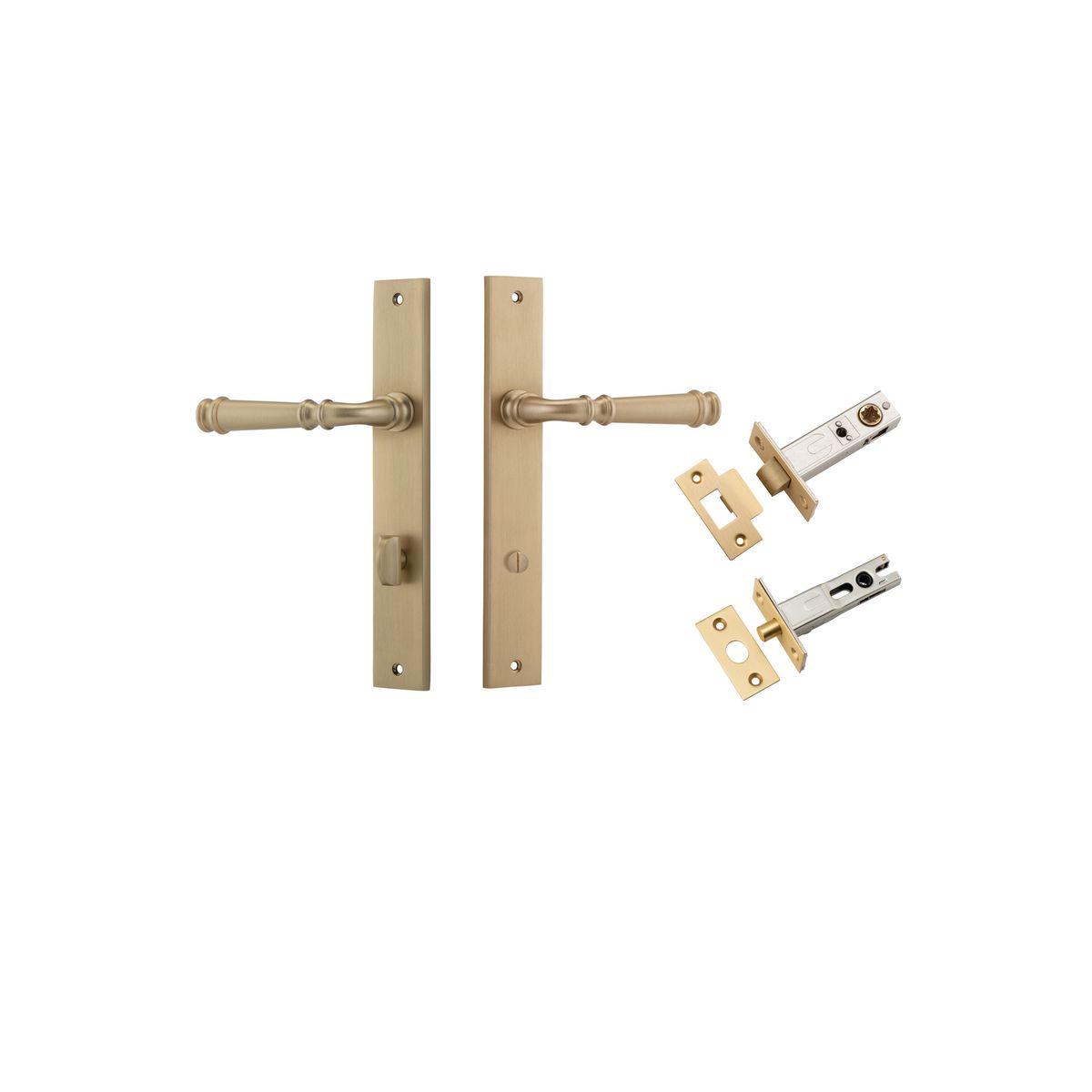 13206KPRIV60 - Verona Lever - Rectangular Backplate Privacy Kit with Privacy Turn - Brushed Brass - Privacy