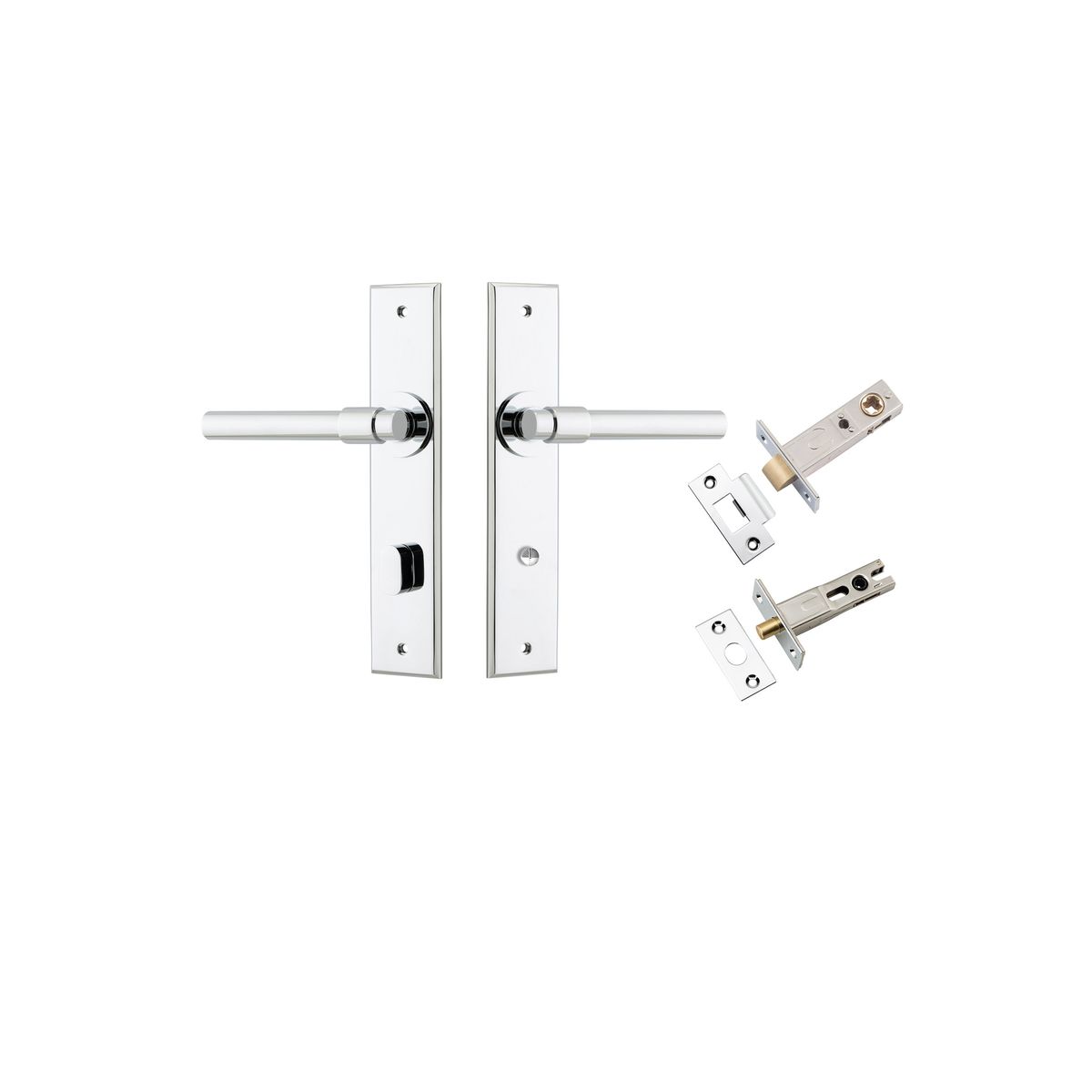 11904KPRIV60 - Helsinki Lever - Chamfered Backplate Privacy Kit with Privacy Turn - Polished Chrome - Privacy