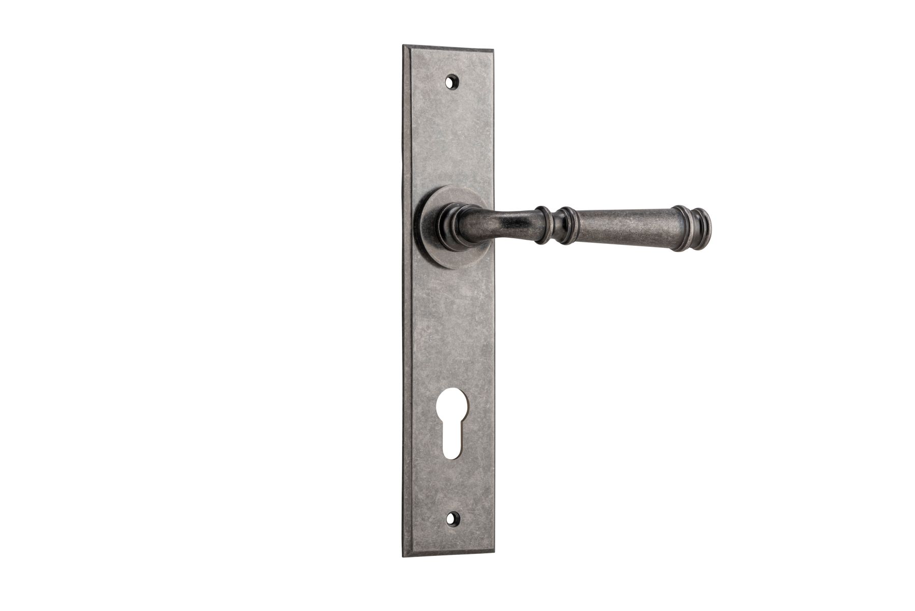 13786E85 - Verona Lever - Chamfered Backplate - Distressed Nickel - Entrance