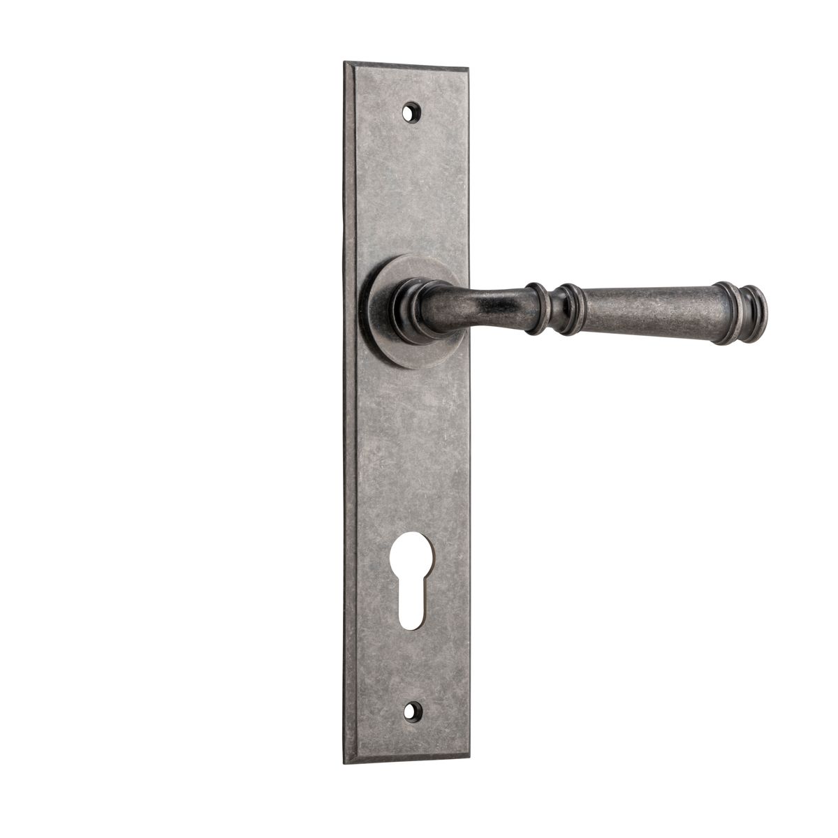 13786E85 - Verona Lever - Chamfered Backplate - Distressed Nickel - Entrance