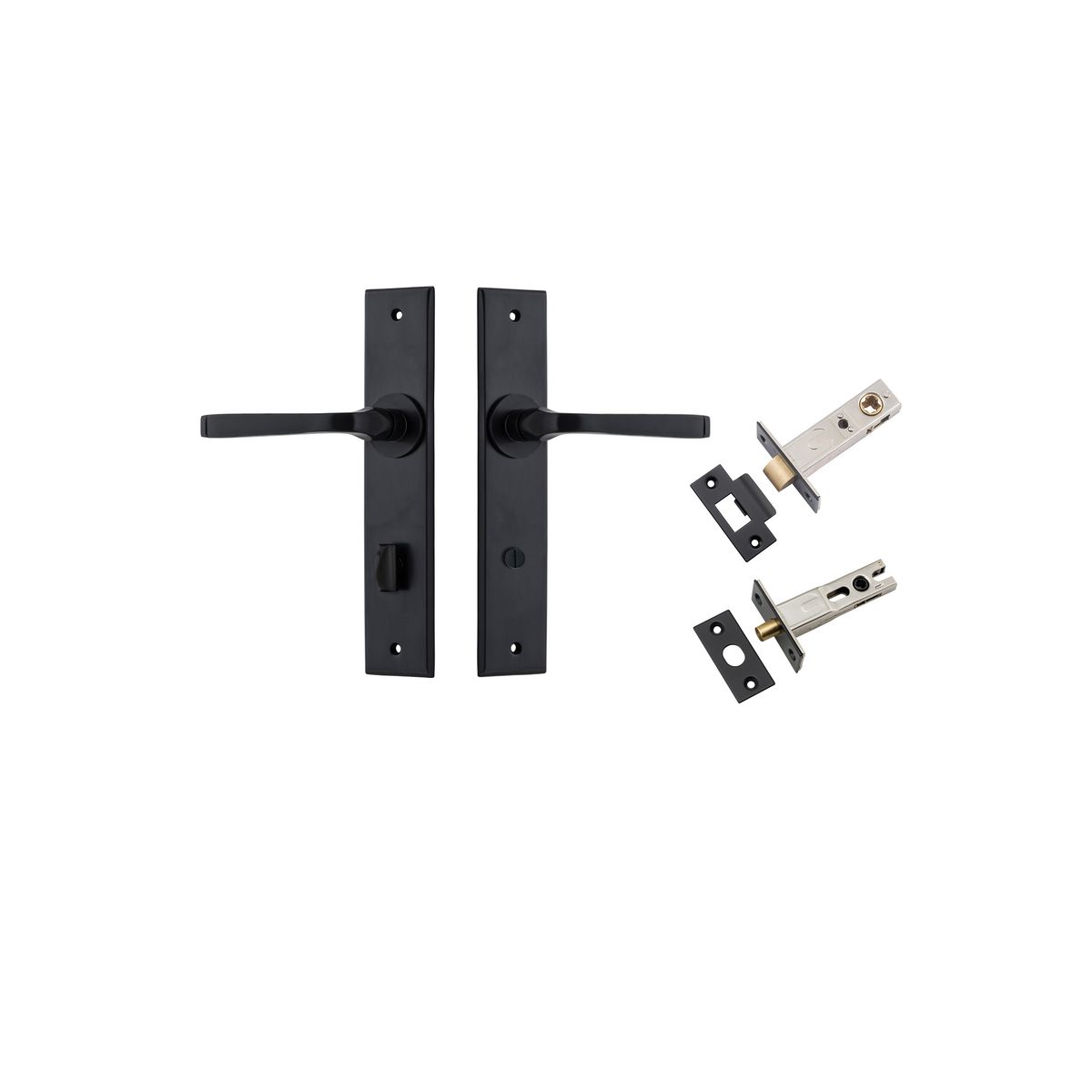 12788KPRIV60 - Annecy Lever - Chamfered Backplate Privacy Kit with Privacy Turn - Matt Black - Privacy