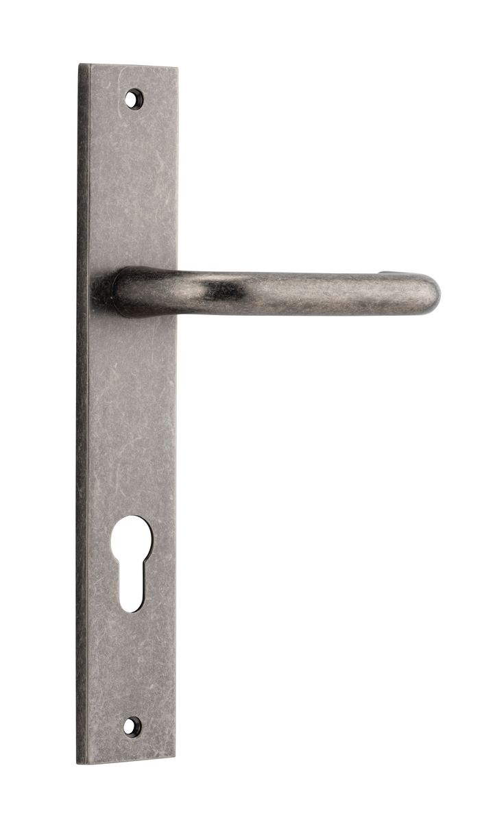 13844E85 - Oslo Lever - Rectangular Backplate - Distressed Nickel - Entrance
