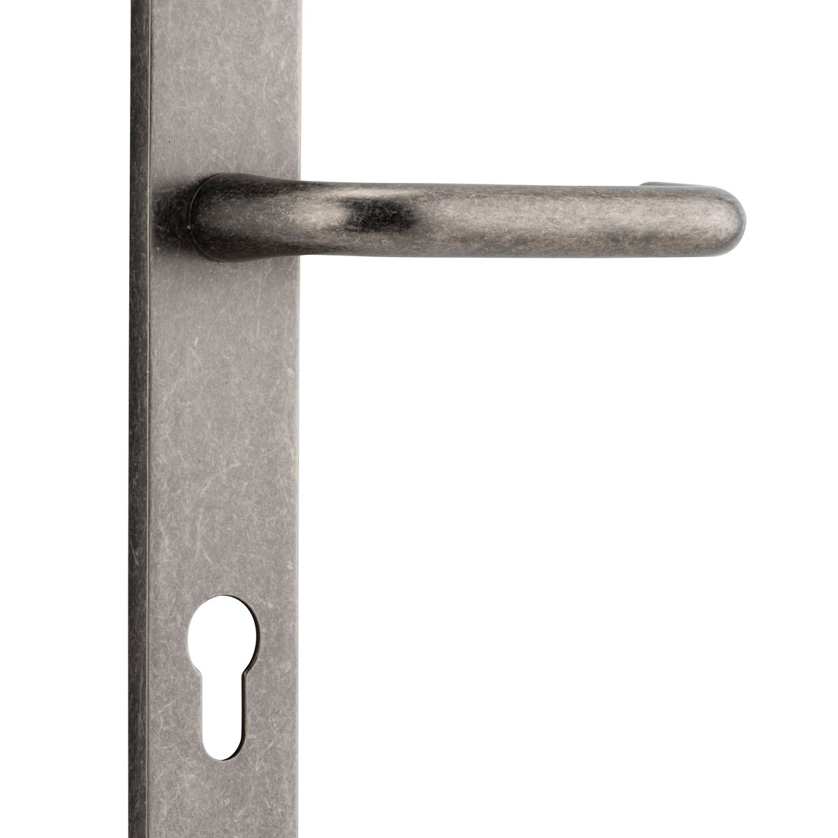 13844E85 - Oslo Lever - Rectangular Backplate - Distressed Nickel - Entrance