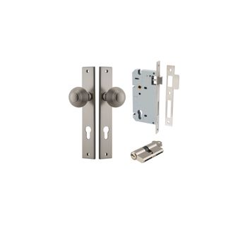 Guildford Knob - Rectangular Backplate Entrance Kit with High Security Lock