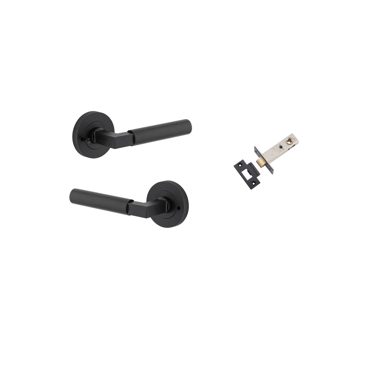 0343KIBPRIV60 - Berlin Lever - Round Rose Privacy Kit (Inbuilt Privacy) - Matt Black - Privacy