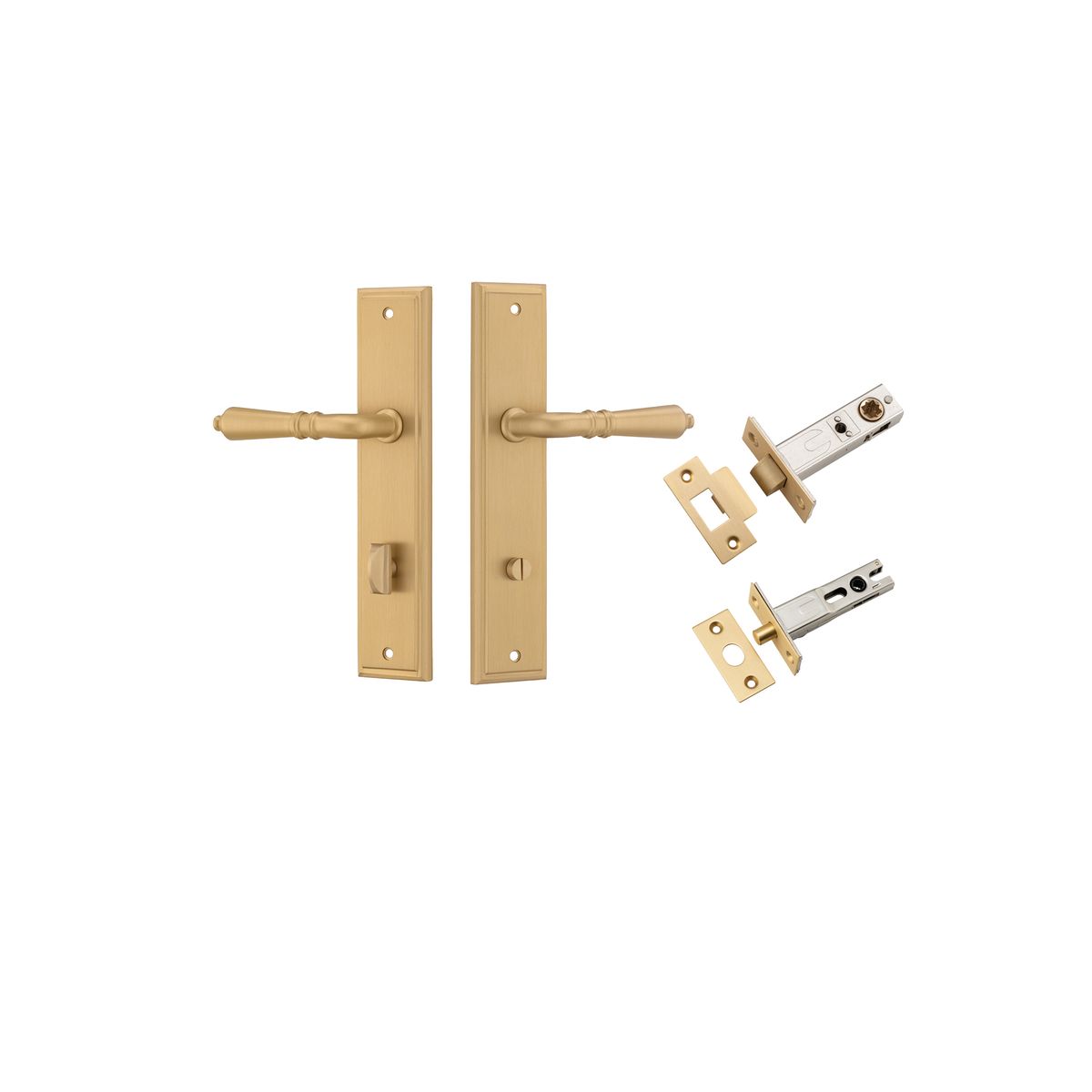 15736KPRIV60 - Sarlat Lever - Stepped Backplate Privacy Kit - Brushed Brass - Privacy