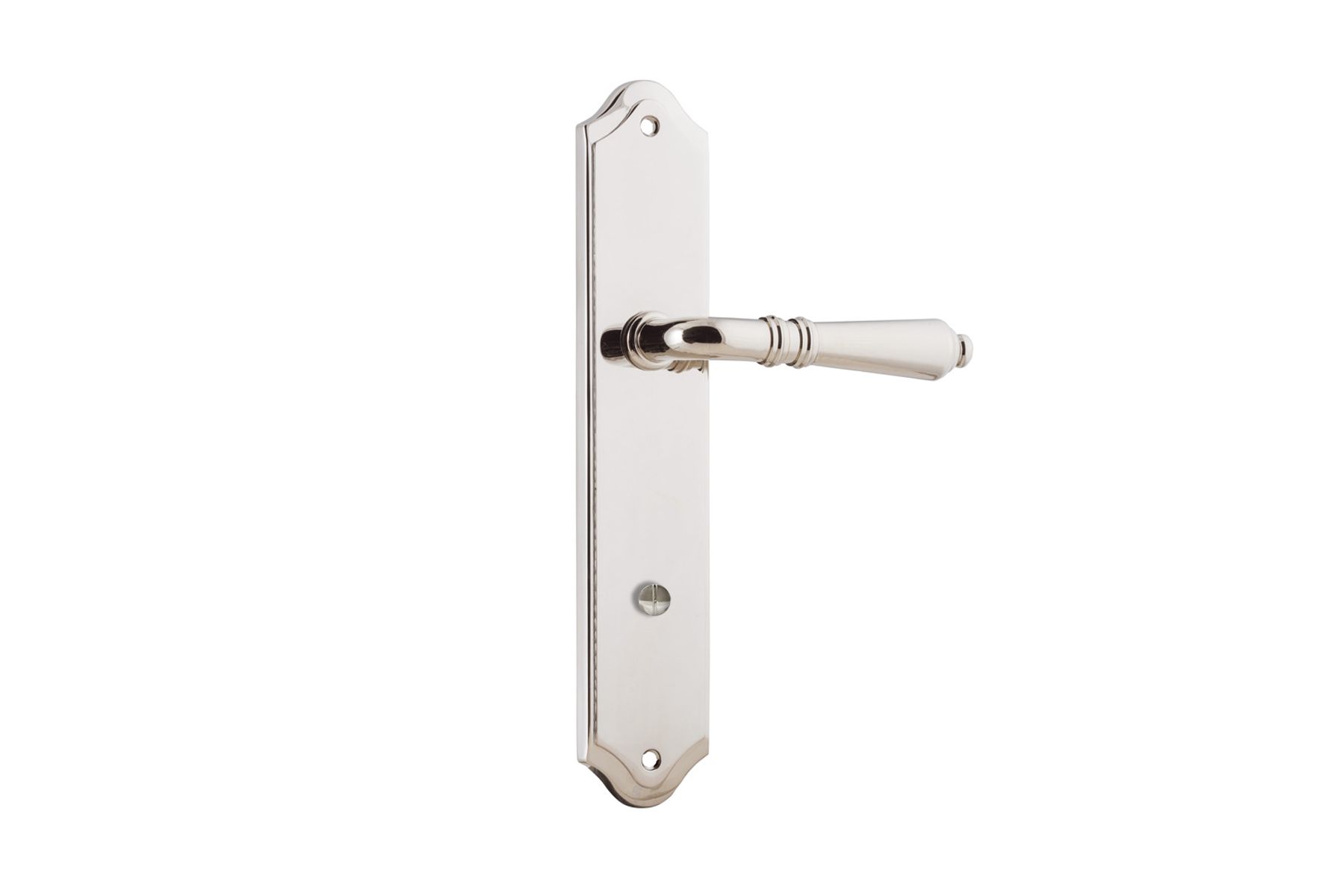 14212P85 - Sarlat Lever - Shouldered Backplate - Polished Nickel - Privacy