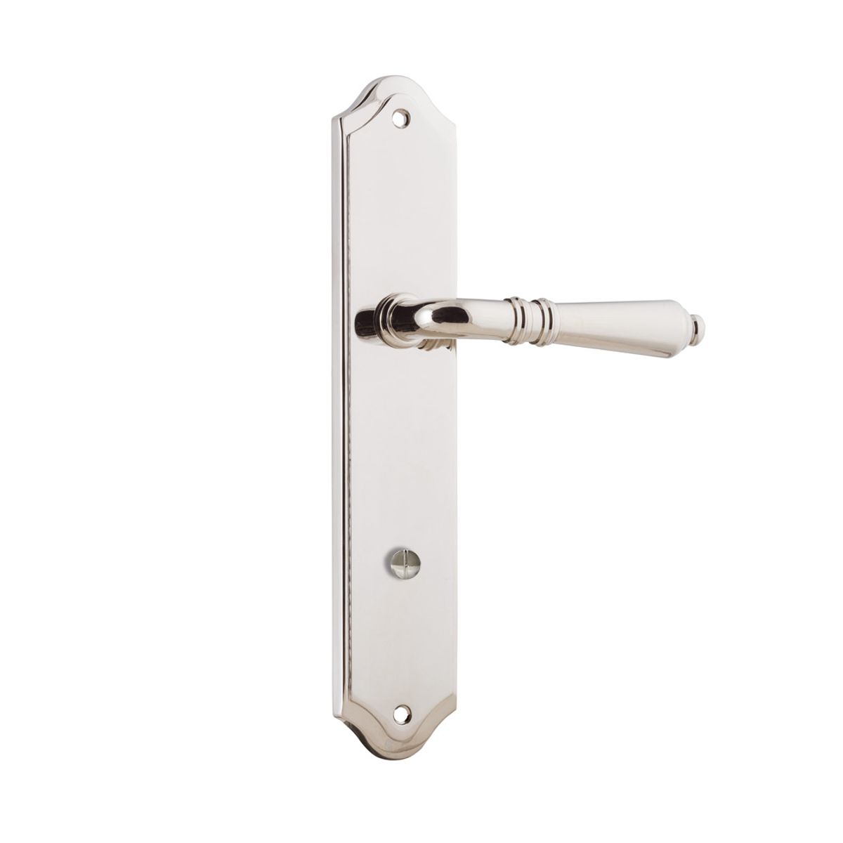 14212P85 - Sarlat Lever - Shouldered Backplate - Polished Nickel - Privacy