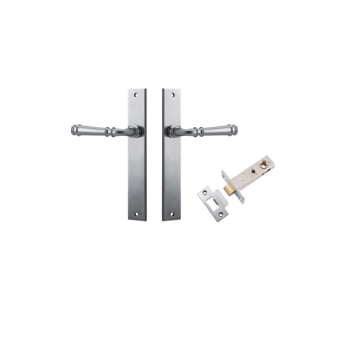 12206KPASS60 - Verona Lever - Rectangular Backplate Passage Kit - Brushed Chrome - Passage