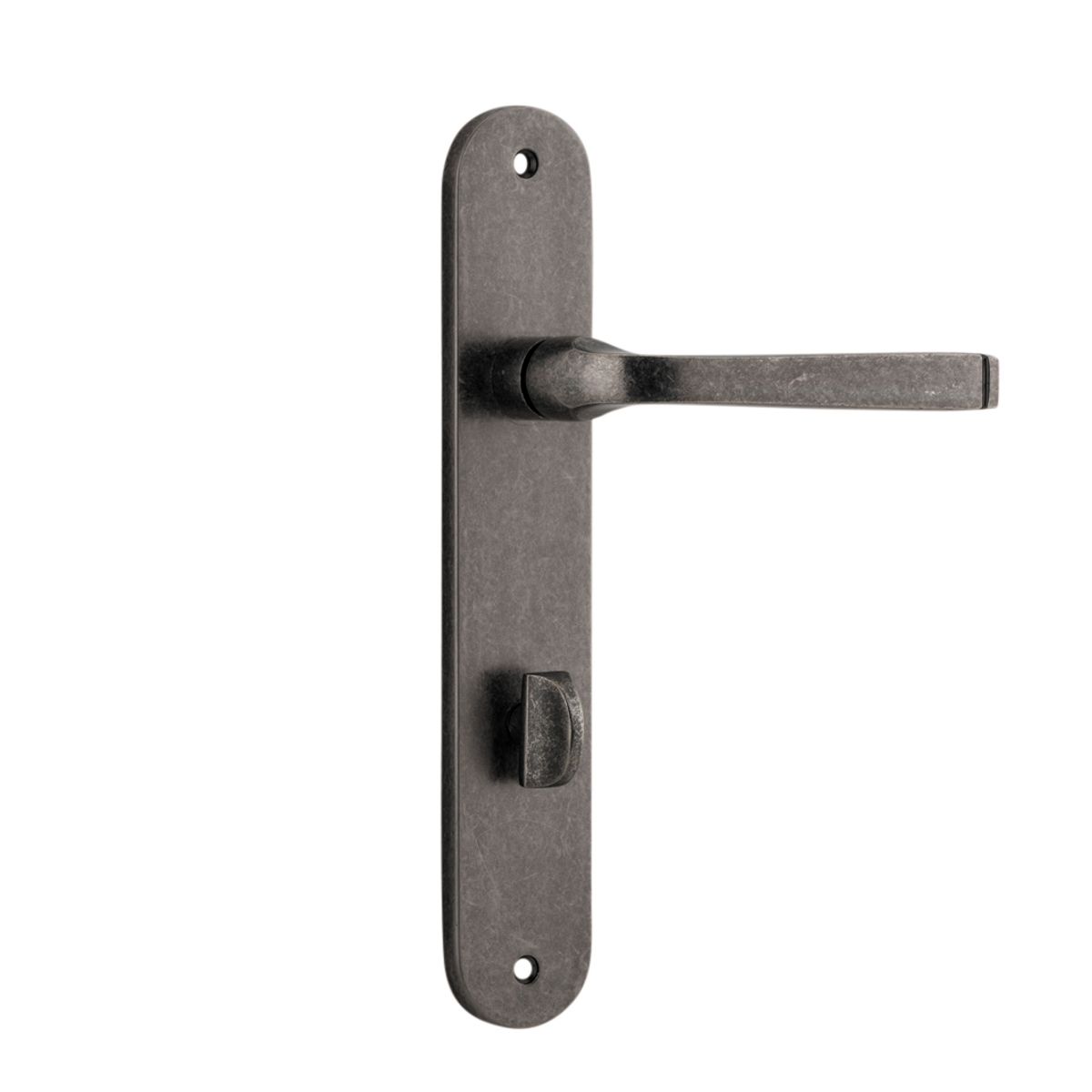 13732P85 - Annecy Lever - Oval Backplate - Distressed Nickel - Privacy