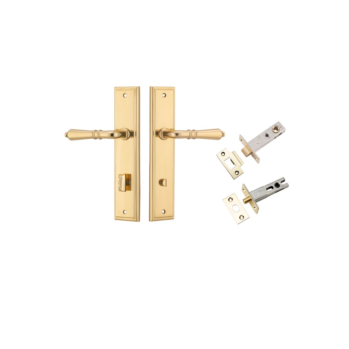 10236KPRIV60 - Sarlat Lever - Stepped Backplate Privacy Kit - Polished Brass - Privacy