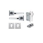 0395KENTR60KK - Annecy Lever - Square Rose Entrance Kit with Separate High Security Lock - Brushed Chrome - Entrance