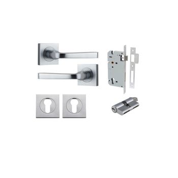 Annecy Lever - Square Rose Entrance Kit with Separate High Security Lock