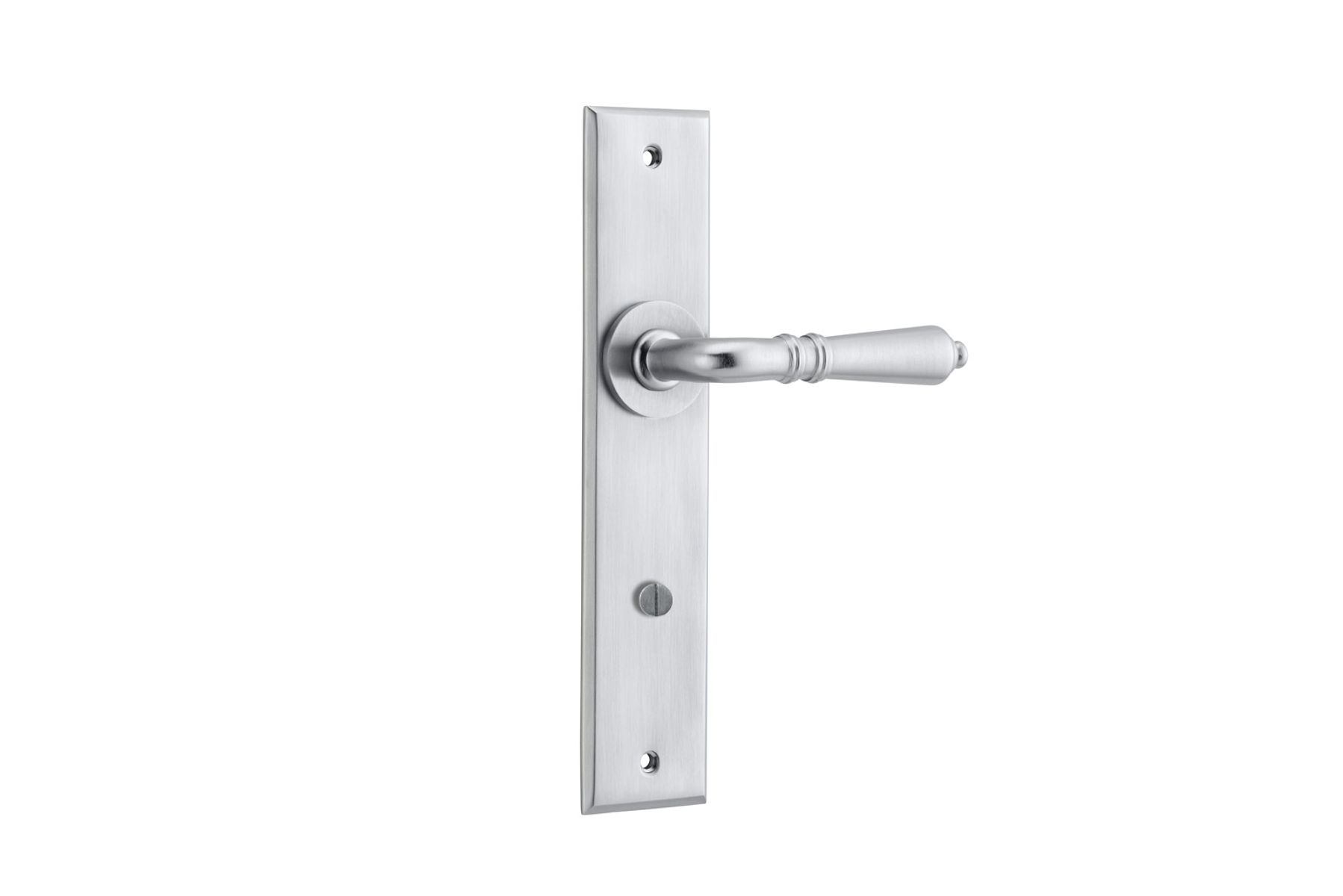 12280 - Sarlat Lever - Chamfered Backplate - Brushed Chrome - Passage