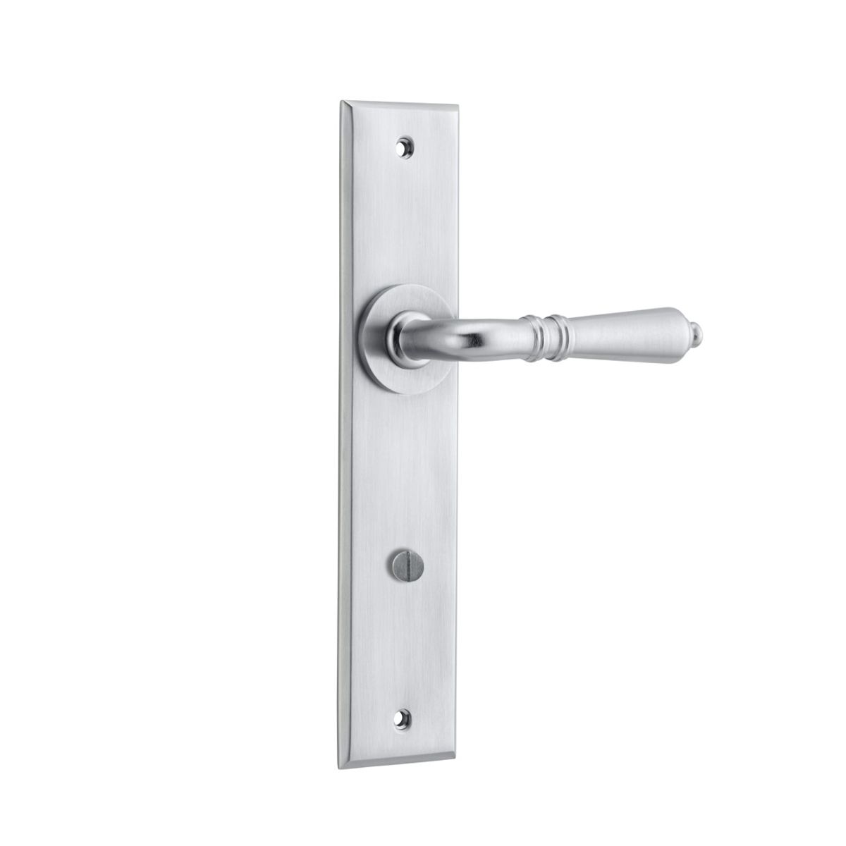 12280 - Sarlat Lever - Chamfered Backplate - Brushed Chrome - Passage