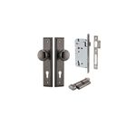 13840KENTR60KT - Cambridge Knob - Stepped Backplate Entrance Kit with High Security Lock - Distressed Nickel - Entrance