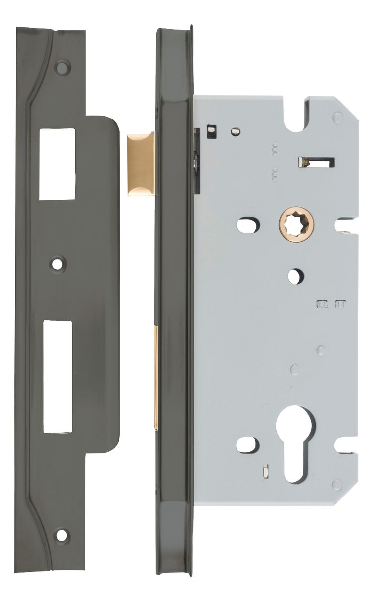17321 - Rebated 85mm Euro Mortice Locks - 60mm Backset - Graphite PVD