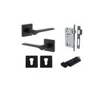 0433KENTR60KT - Como Lever - Square Rose Entrance Kit with High Security Lock - Matt Black - Entrance