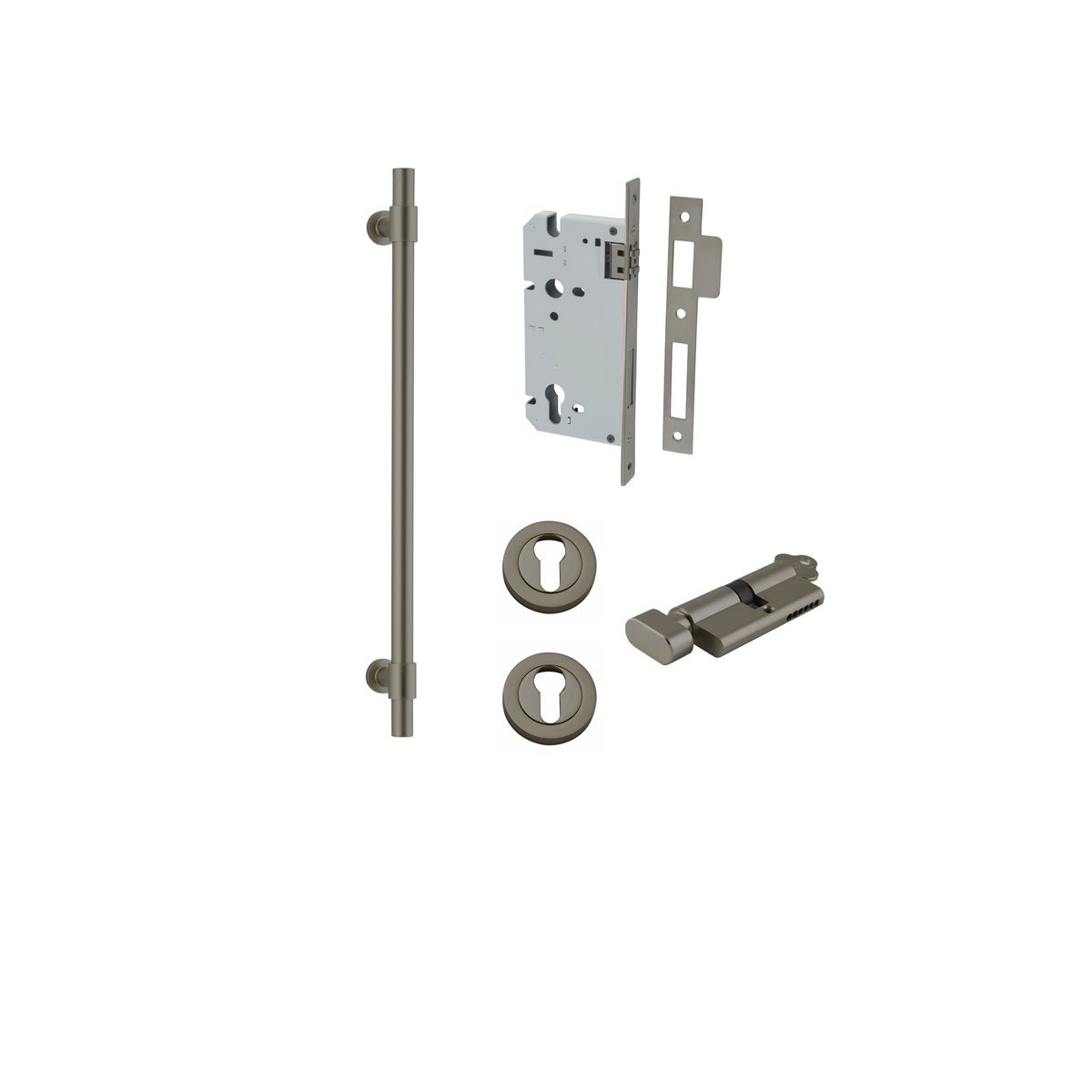 16947KENTR60KT - Helsinki Pull Handle - 450mm Entrance Kit with Separate High Security Lock - Graphite PVD - Entrance