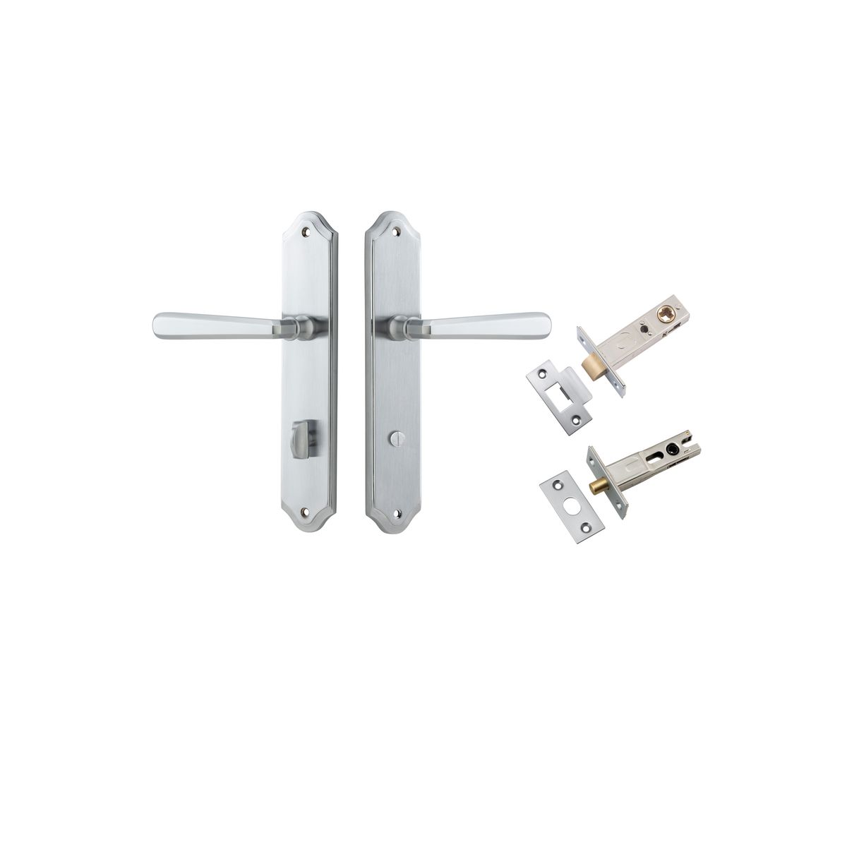 12374KPRIV60 - Copenhagen Lever - Shouldered Backplate Privacy Kit with Privacy Turn - Brushed Chrome - Privacy