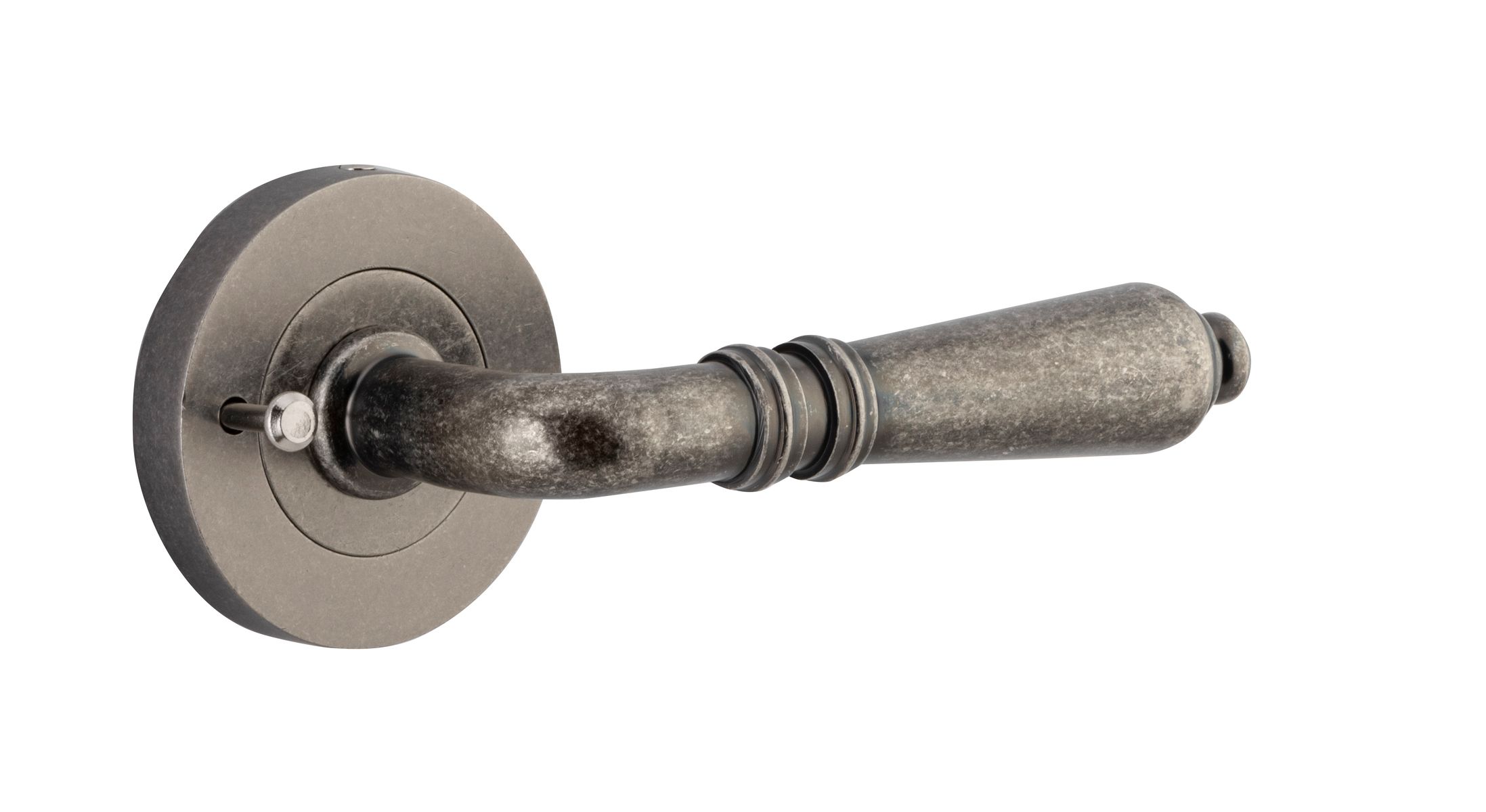 9207KIBPRIV60 - Sarlat Lever - Round Rose (Inbuilt Privacy) - Distressed Nickel - Privacy