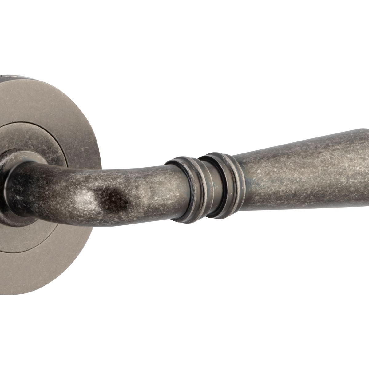 9207KIBPRIV60 - Sarlat Lever - Round Rose (Inbuilt Privacy) - Distressed Nickel - Privacy