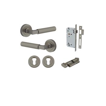 Brunswick Lever - Round Rose Entrance Kit with High Security Lock