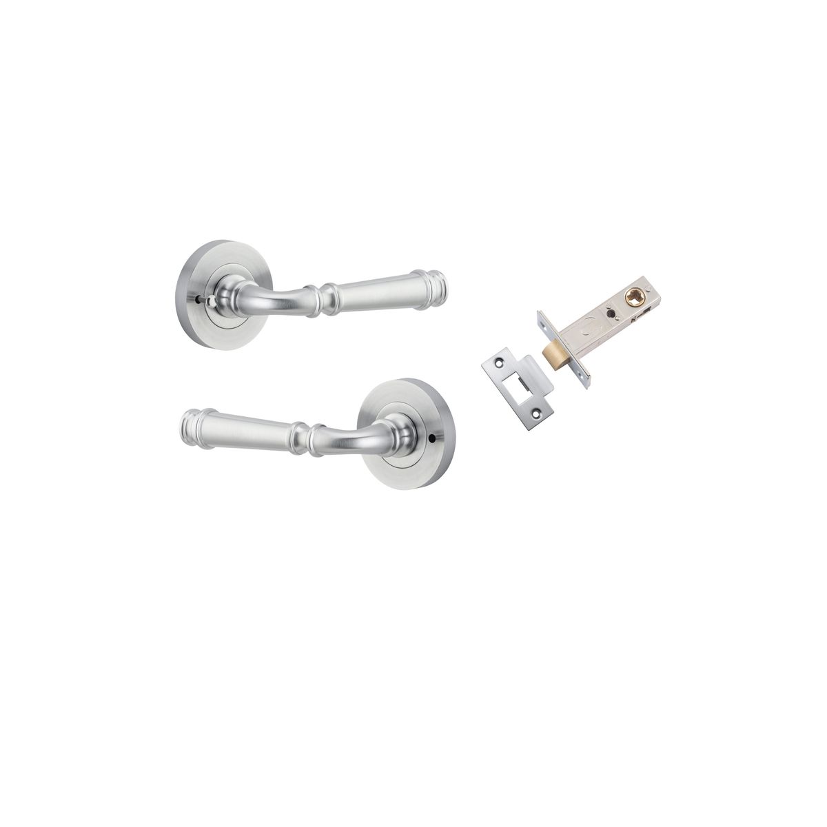 0315KIBPRIV60 - Verona Lever - Round Rose (Inbuilt Privacy) - Brushed Chrome - Privacy