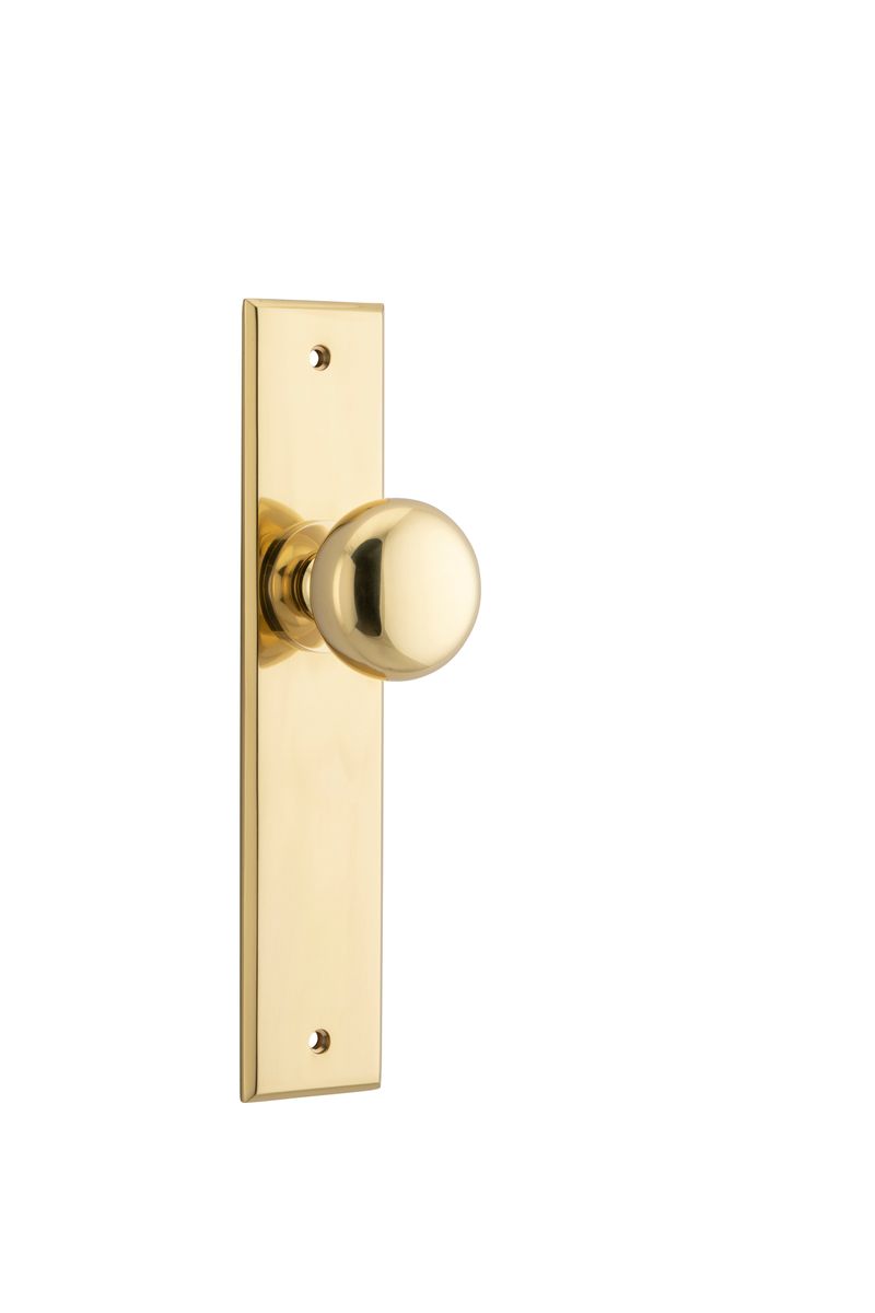 10446 - Cambridge Knob - Chamfered Backplate - Polished Brass - Passage
