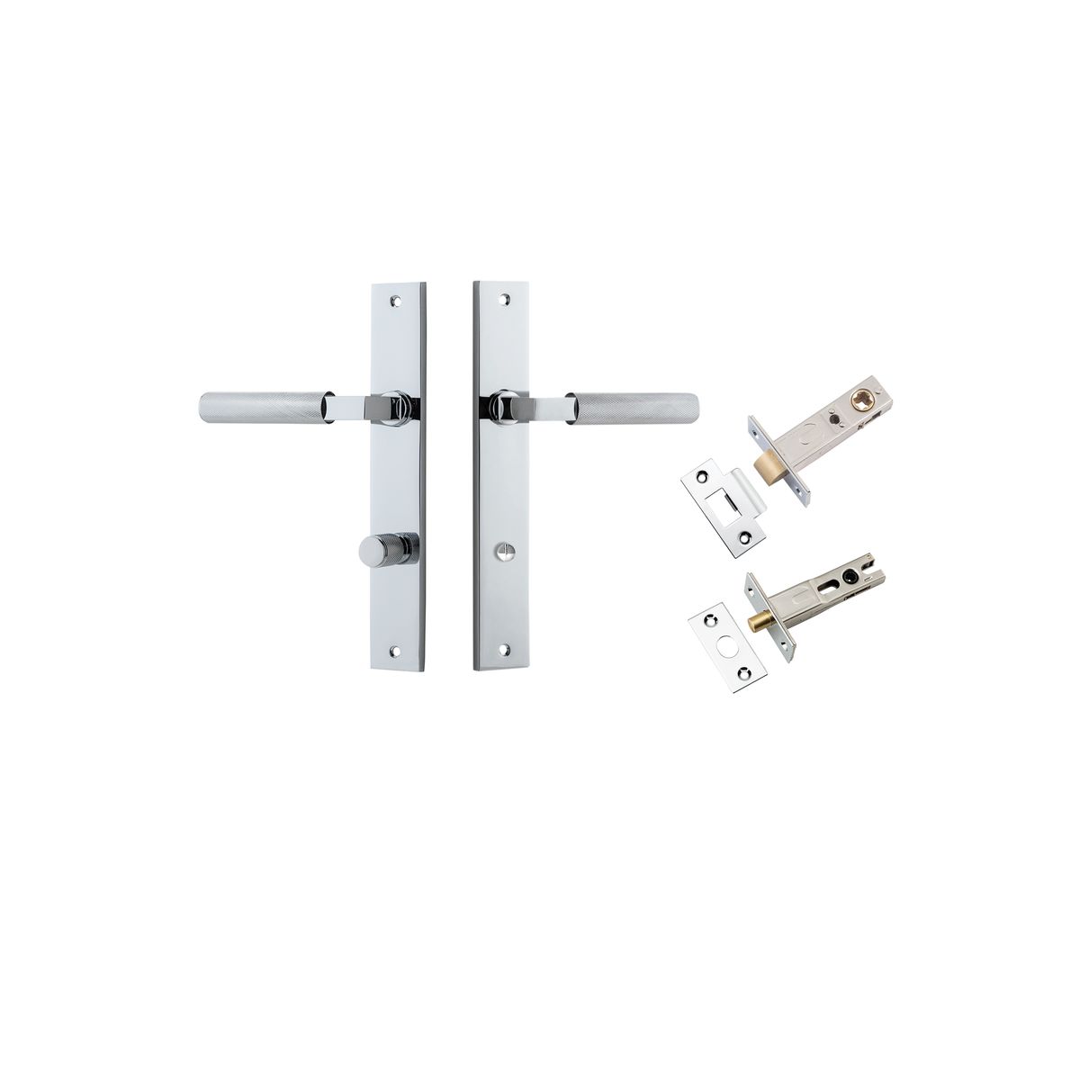 11752KPRIV60 - Brunswick Lever - Rectangular Backplate Privacy Kit - Polished Chrome - Privacy