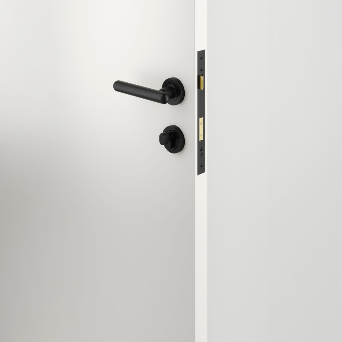 24003KENTR60KT - Puerto Lever - Round Rose Entrance Kit with Separate High Security Lock - Matt Black - Entrance