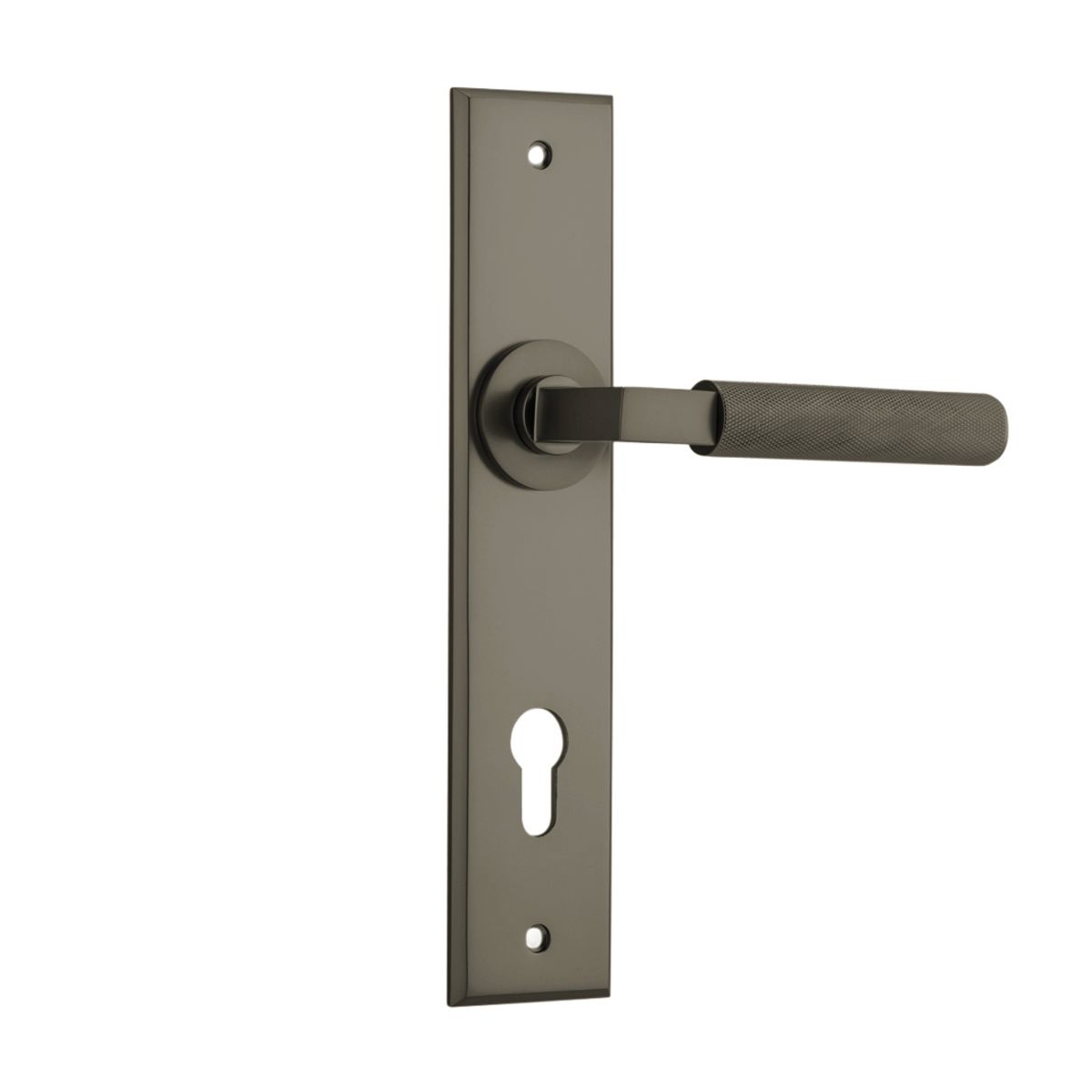 16896E85 - Brunswick Lever - Chamfered Backplate - Graphite PVD - Entrance
