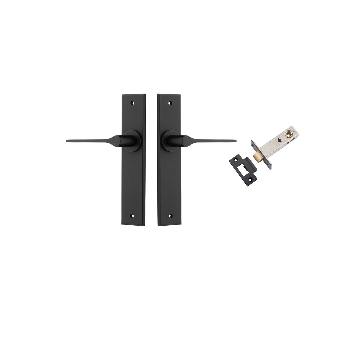12758KPASS60 - Como Lever - Chamfered Backplate Passage Kit - Matt Black - Passage