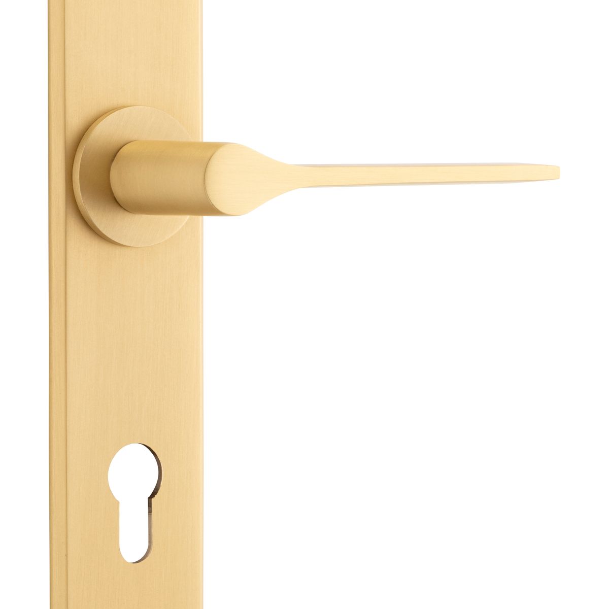 15258E85 - Como Lever - Chamfered Backplate - Brushed Brass - Entrance
