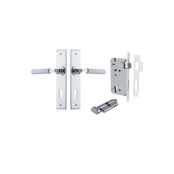 Brunswick Lever - Chamfered Backplate Entrance Kit with High Security Lock