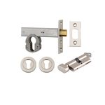 22558K70KTER - Euro Mortice Deadbolt Kit - 70mm Backset with Round Euro Escutcheon Key/Thumb - Polished Nickel - Entrance