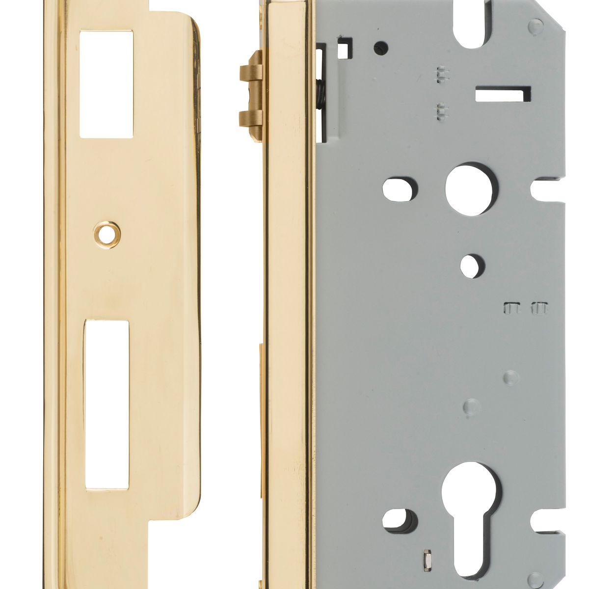6033 - Rebated 85mm Euro Roller Mortice Locks - 60mm Backset - Polished Brass