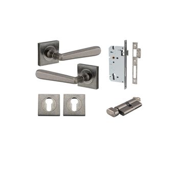 Copenhagen Lever - Square Rose Entrance Kit with Separate High Security Lock
