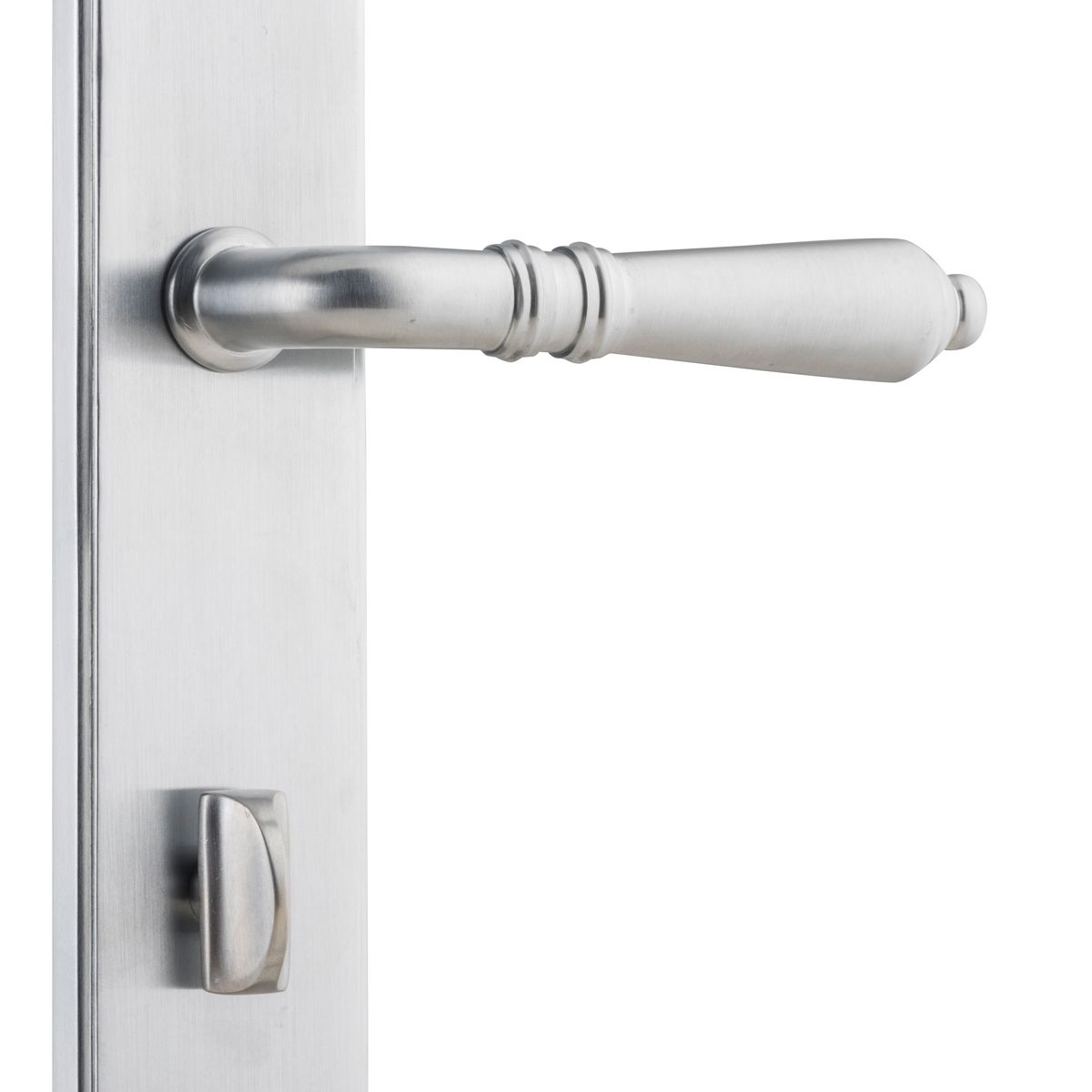 12212P85 - Sarlat Lever - Shouldered Backplate - Brushed Chrome - Privacy