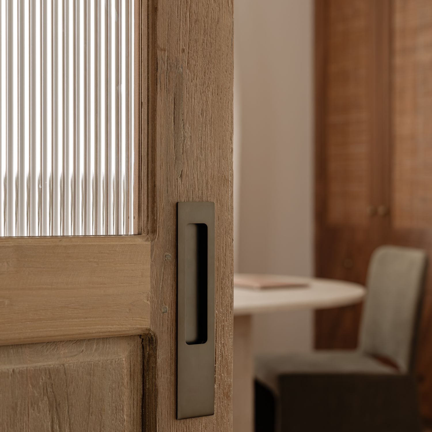 21411E - Rectangular Sliding Door Pull Entrance Kit with High Security Lock - Signature Brass - Entrance