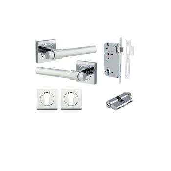 Helsinki Lever - Square Rose Entrance Kit with Separate High Security Lock