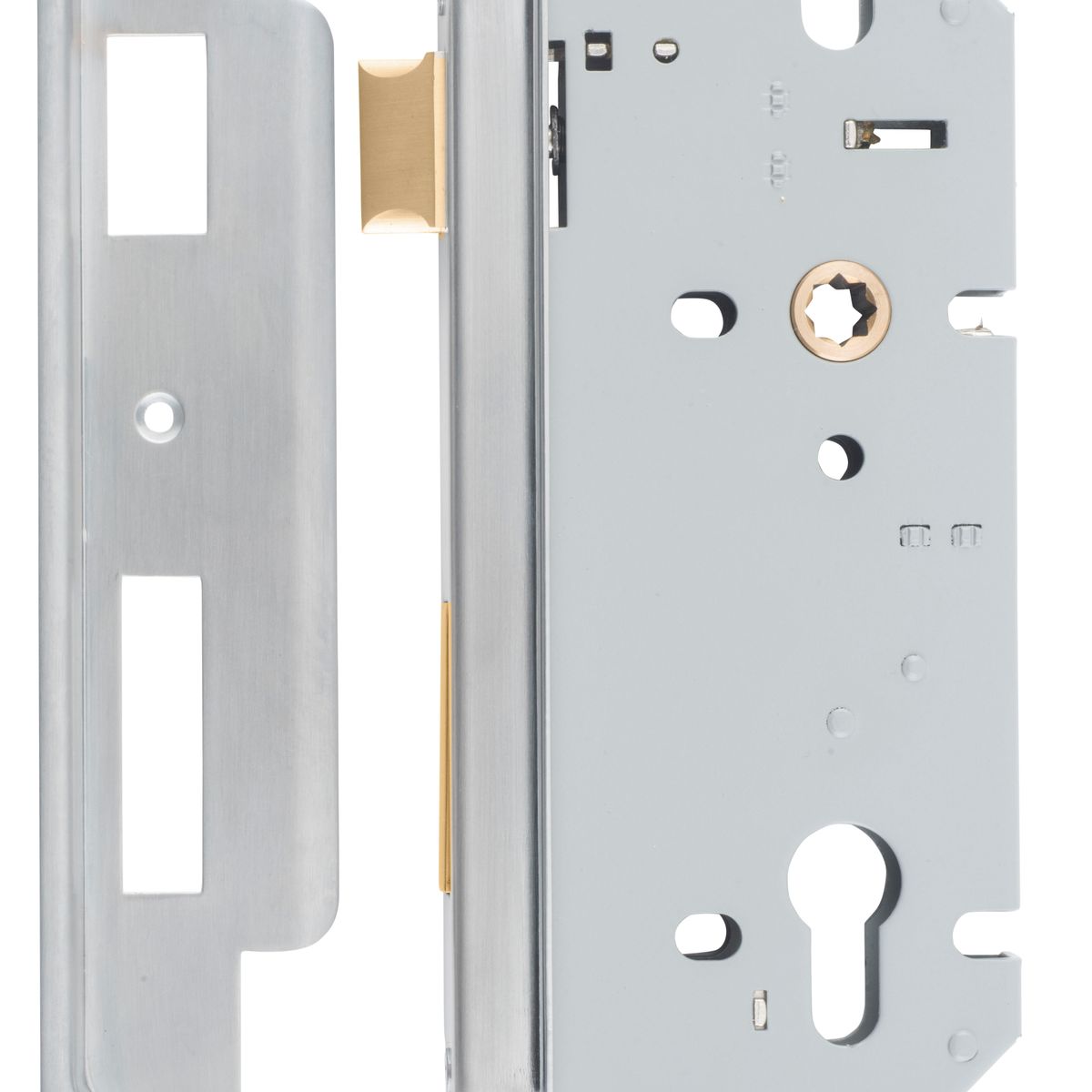 6061 - Rebated 85mm Euro Mortice Locks - 60mm Backset - Brushed Chrome