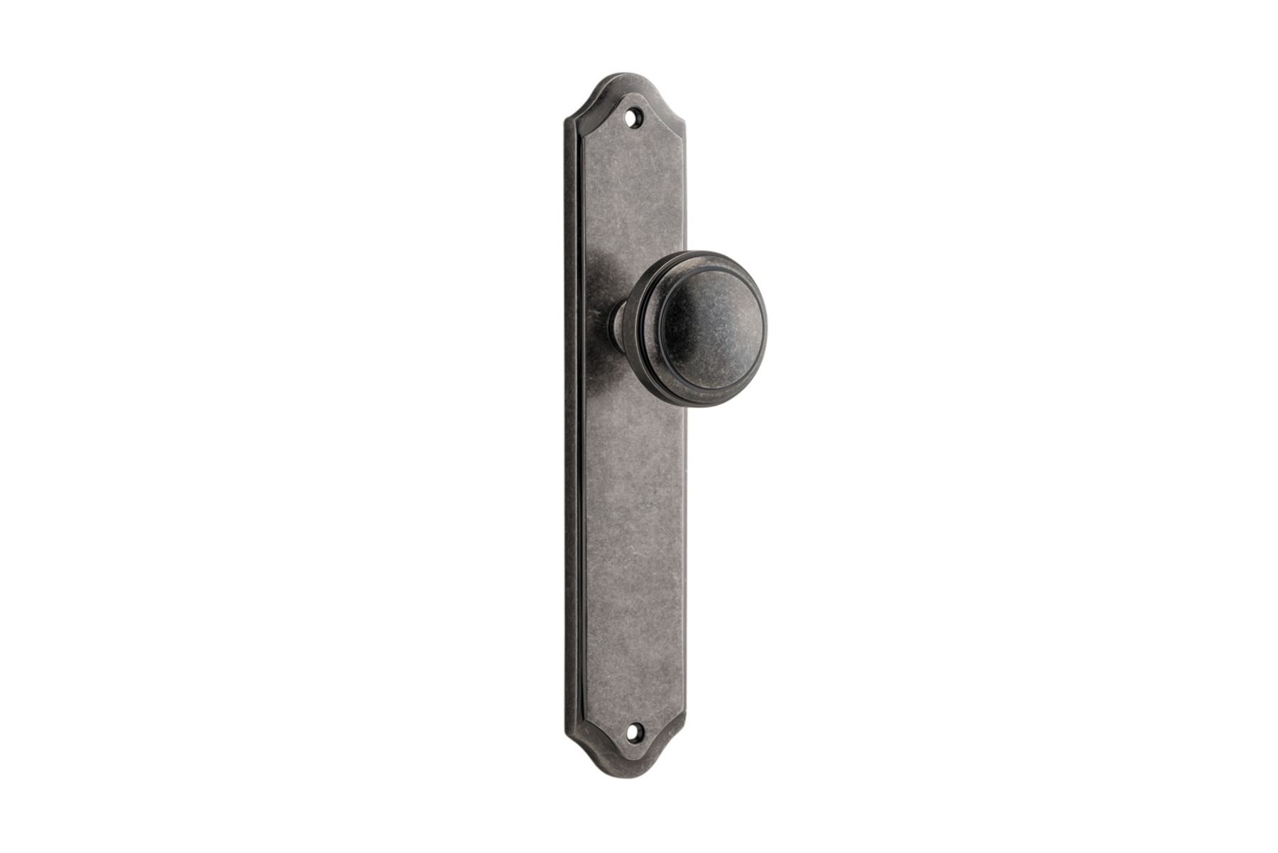 13826 - Paddington Knob - Shouldered Backplate - Distressed Nickel - Passage