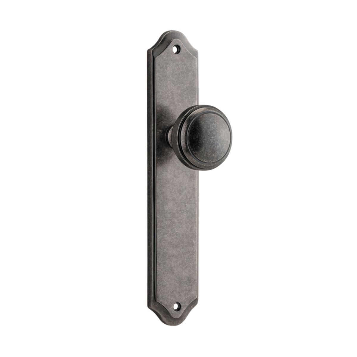 13826 - Paddington Knob - Shouldered Backplate - Distressed Nickel - Passage