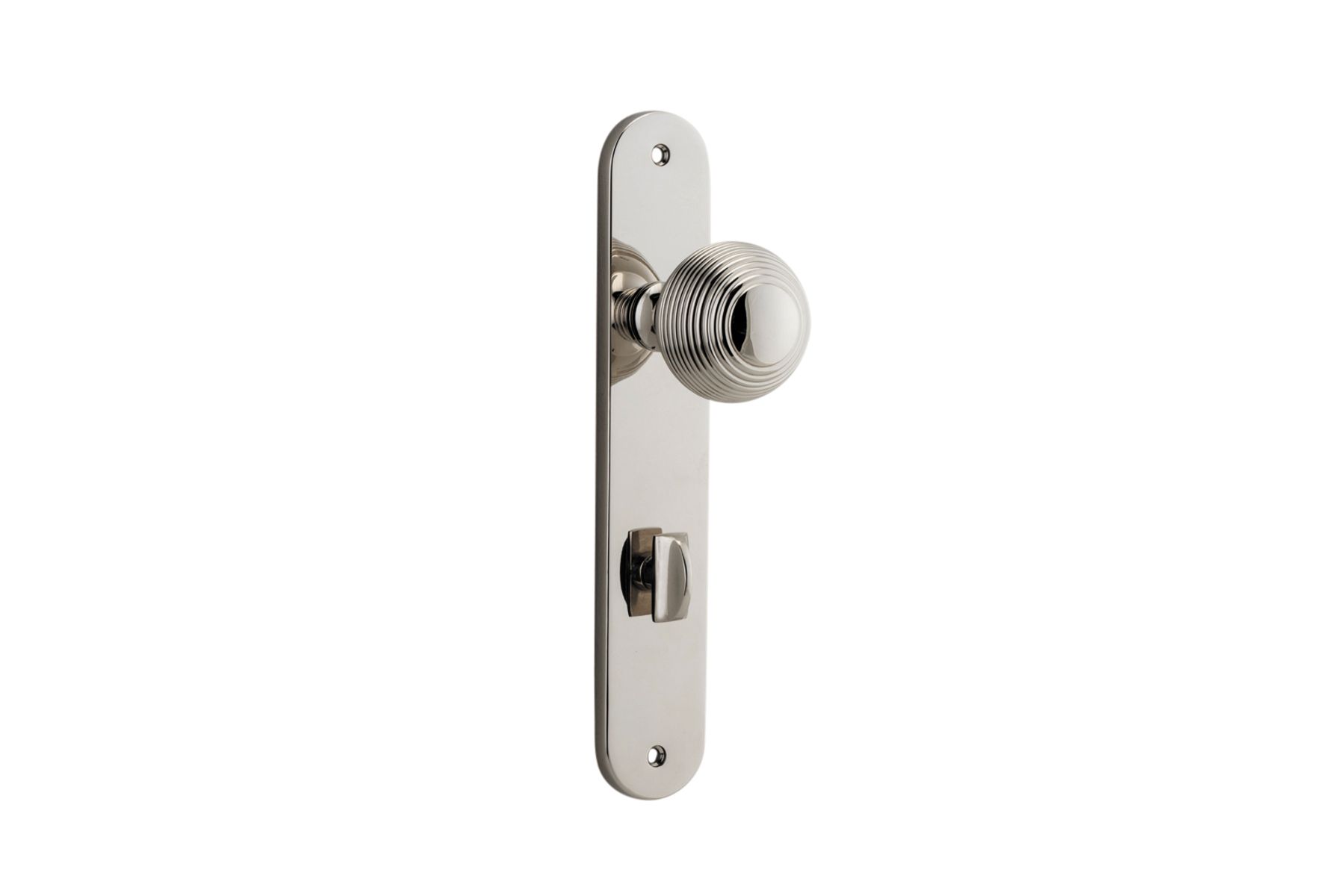 14336P85 - Guildford Knob - Oval Backplate - Polished Nickel - Privacy