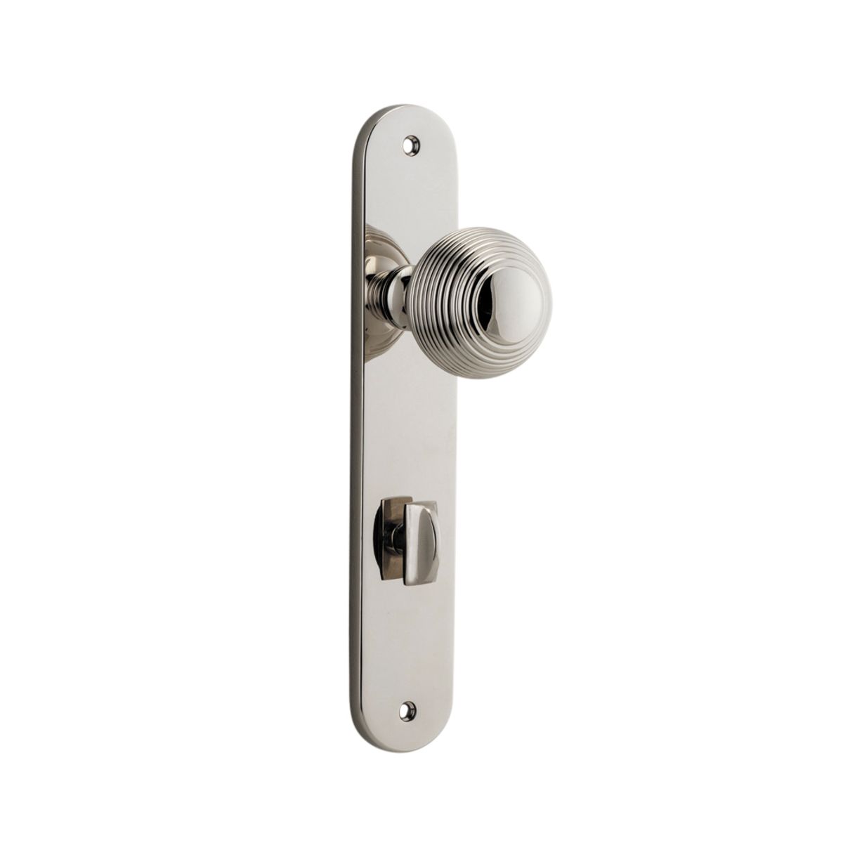 14336P85 - Guildford Knob - Oval Backplate - Polished Nickel - Privacy