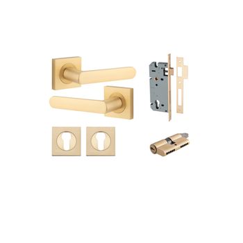 Osaka Lever - Square Rose Entrance Kit with Separate High Security Lock
