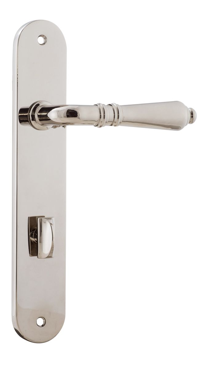14224P85 - Sarlat Lever - Oval Backplate - Polished Nickel - Privacy